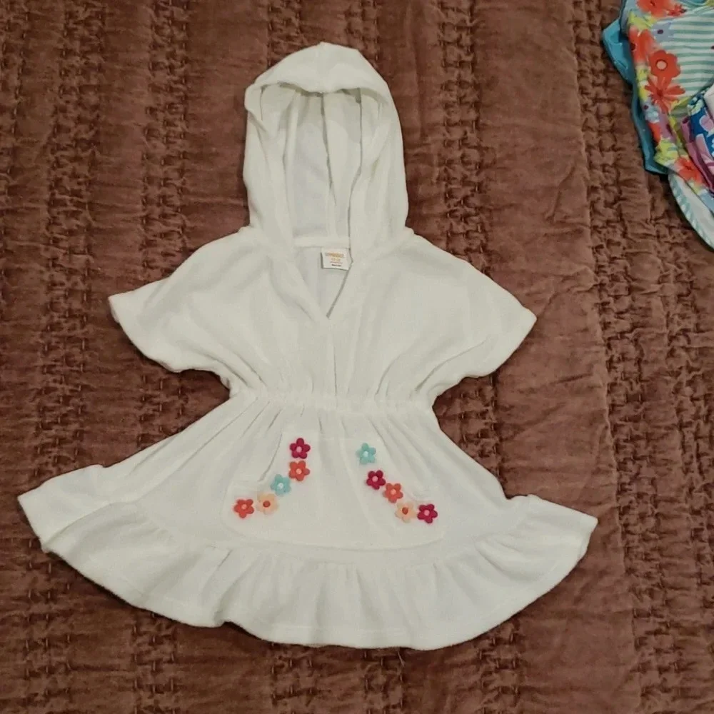 Gymboree Swim set - swimsuits, shorts, cover up Toddler Girl 12-18M bows flowers